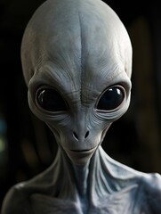 Realistic portrait of a gray alien.
