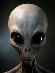 Realistic portrait of a gray alien.