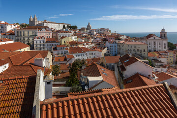 Vista dall' alto di Lisbona Portogallo - obrazy, fototapety, plakaty