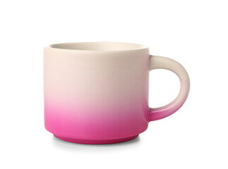 Ceramic cup on white background