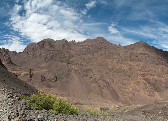 Peaks and ridge in High Atlas mountain in Toubkal national park, Morocco, Africa