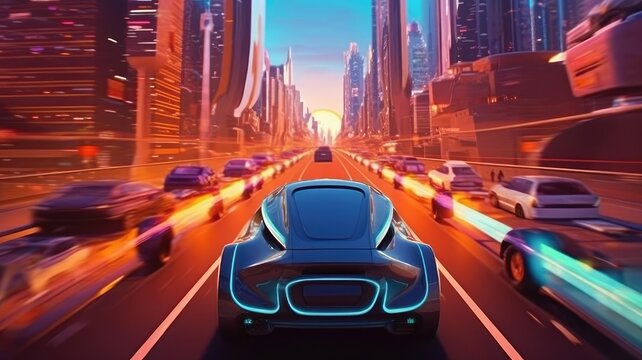 image representing autonomous vehicles, showcasing self-driving cars or futuristic transportation concepts