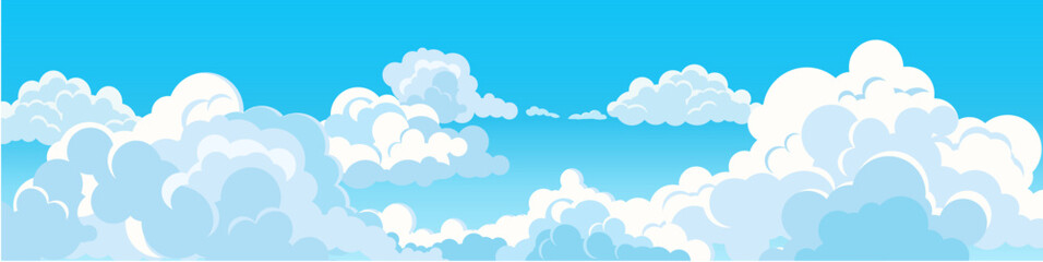 Blue sky and curly clouds