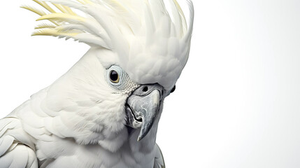 Close-up of a cute tame cockatoo parrot.