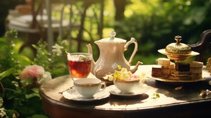 Fototapeta premium Capturing the Victorian Tradition of Afternoon Tea