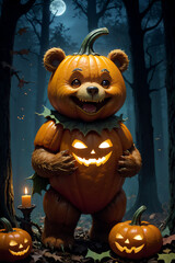 little cute pumpkin bear