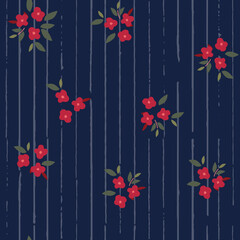 Cute hand drawn ditsy seamless pattern, pin stripes, colorful floral background, great for textiles, fashion, kids, wallpapers, wrapping - vector design