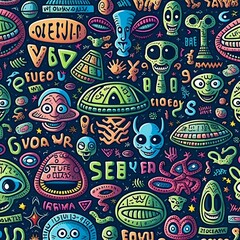 alien language cartoon alien tribe pattern background