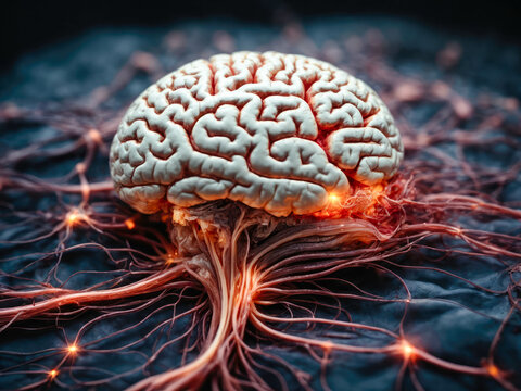 Human nervous system, artwork. Vagus Nerve of brain. brain anatomy