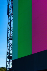 LED OpenAir Projektionswand Detail mit 3 leuchtenden Farben.