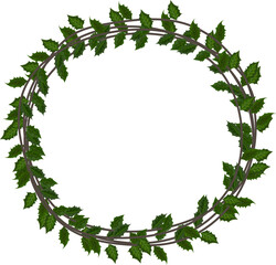 Christmas wreath illustration on transparent background.