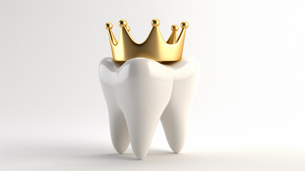White tooth with crown