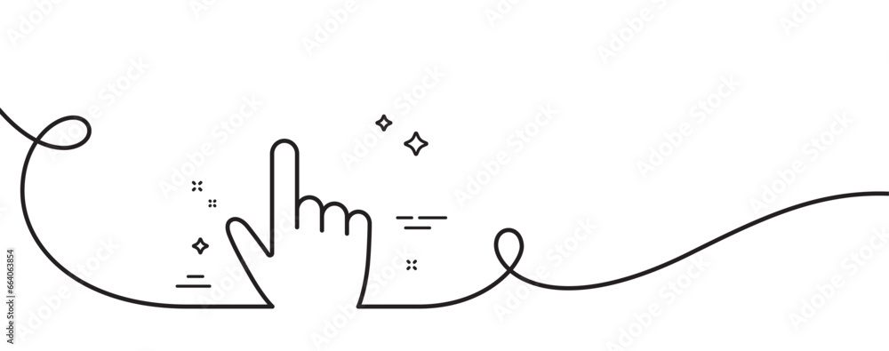 Aufkleber hand cursor line icon. continuous one line with curl. click action sign. finger pointer symbol. curs