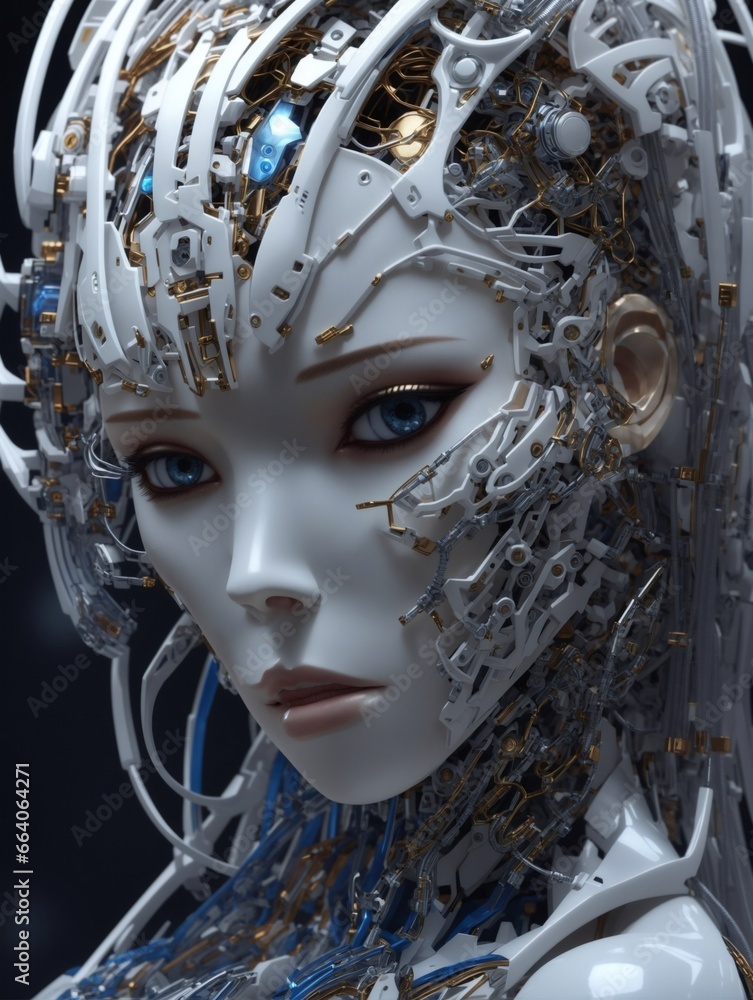 Aufkleber abstract cyborg android with artificial intelligence