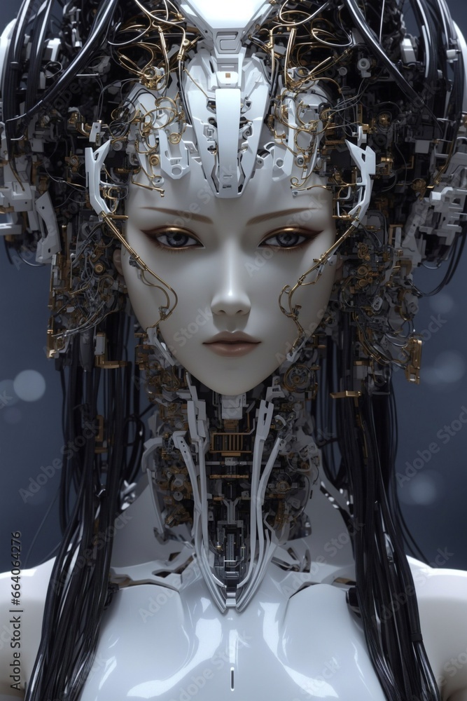 Aufkleber abstract cyborg android with artificial intelligence