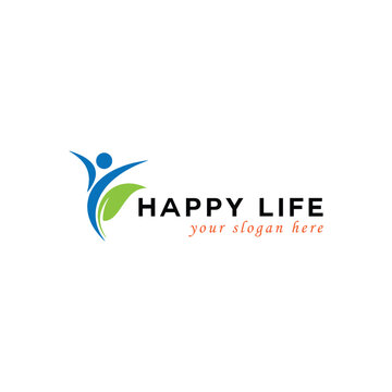 healthy happy life logo design vector