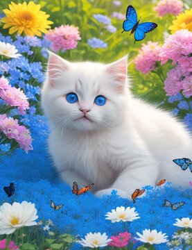 cat, kitten, animal, pet, white, kitty, feline, domestic, fur, cute, pets, blue, eyes, young, adorable, mammal, baby, portrait, beautiful, kittens, fluffy, funny, breed, ragdoll, small, animals, grass