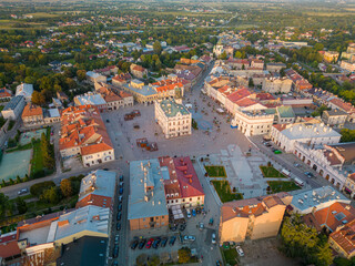 Jarosław, Subcarpathian, Poland -  10 September 2023: historic town square of Jaroslaw with town hall in the centre