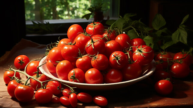 Tomates frescos colhidos do mato