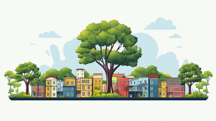 A neighborhood initiative where residents plant trees from different parts of the world, symbolizing global unity