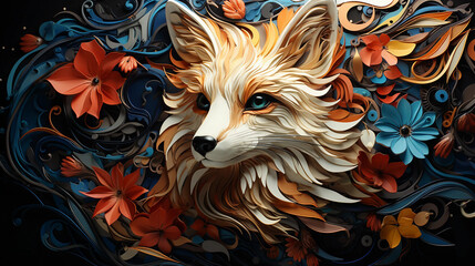 Fototapeta premium vibrant colors intricate detailed textures of a fox