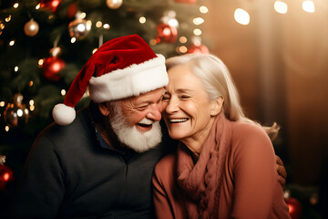 Fototapeta na wymiar elderly couple at christmas