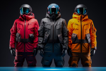 Naklejka premium Snowboarding thermal layering systems displayed isolated on a gradient background 