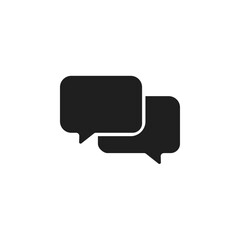 Black message bubble icon on white background.