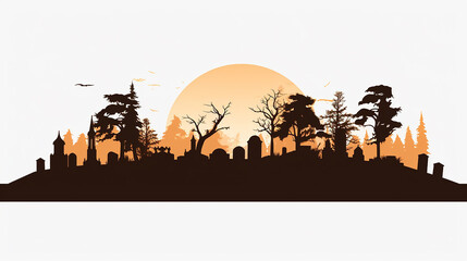 Silhueta de cemit&eacute;rio PNG transparente, cemit&eacute;rio vetorial, cemit&eacute;rio, l&aacute;pide, marrom