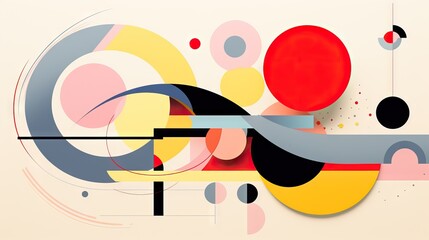 an abstract painting with circles and lines on a white background.  generative ai