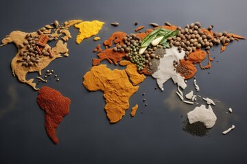 World map made of spices