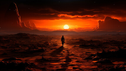 sunset in the desert