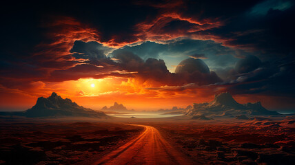 Fototapeta premium beautiful sunset in the mountains