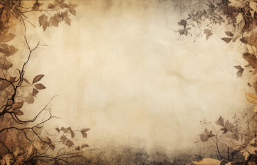 Autumn Leaves Retro Frame Nature Background with Copy Space