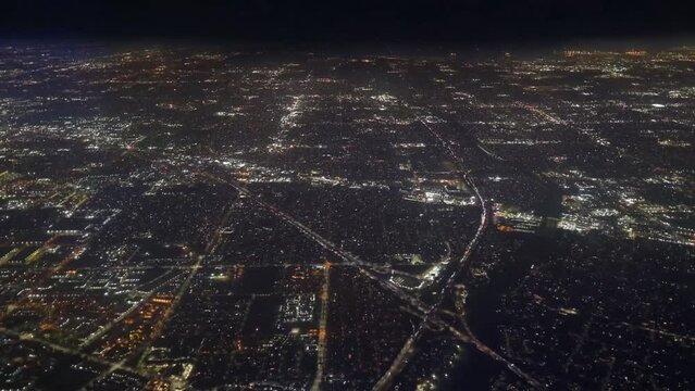 Aerial video of Los Angeles at night