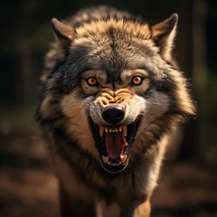 Foto op Canvas a wolf with its mouth open © ion
