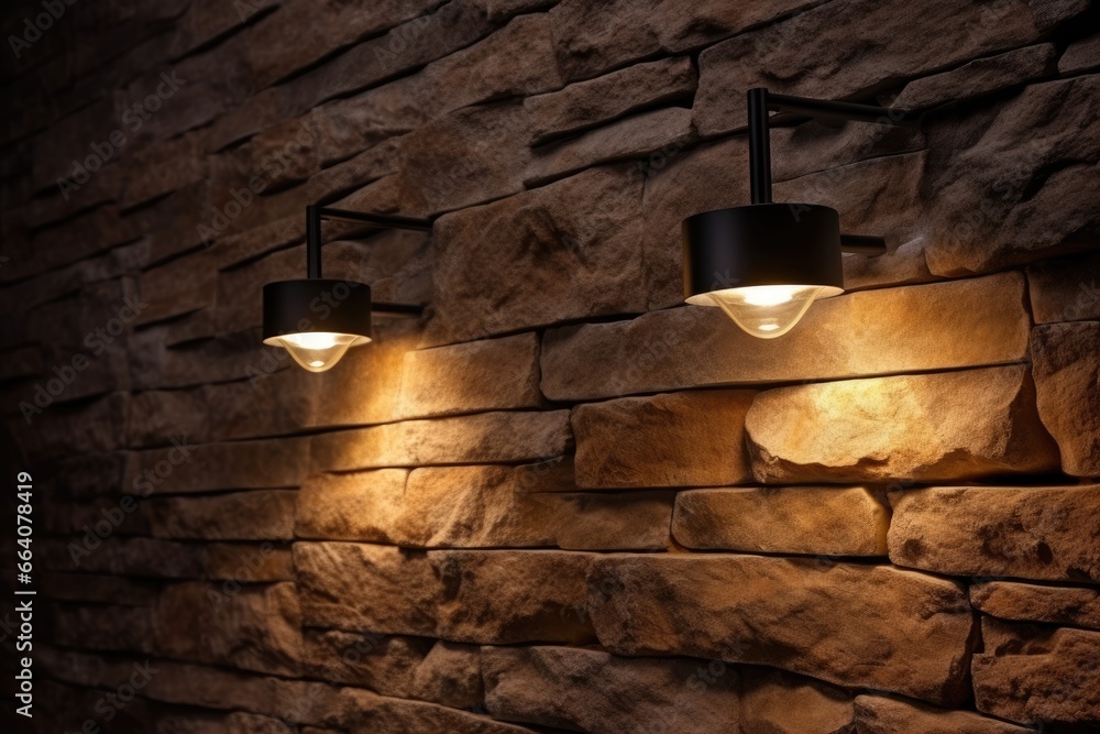 Wall mural stone wall lamp decoration in modern interior