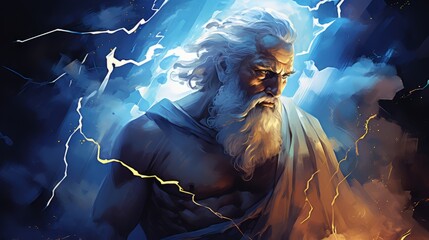 Zeus - The king of olympian gods and god of the thunderbolt - obrazy, fototapety, plakaty
