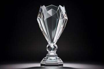 a glass trophy on a black background