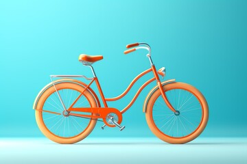 a orange bicycle with white wheels