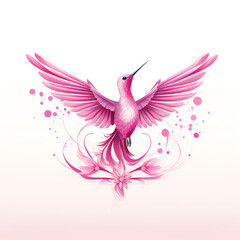 a pink bird with wings spread