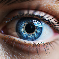 Macro photography blue human eye