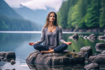 meditation life, a person meditating in different places,