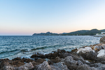 The beautiful coast with the turquoise water of the Mediterranean Sea and stunning cliffs of Cala Ratjada on Majorca Island, Spain