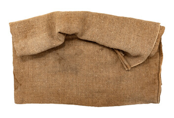 Burlap texture. A piece of torn burlap on a white background. Canvas. Packing material