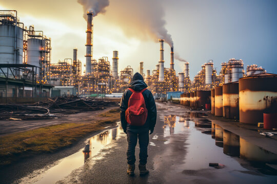 oil company refinery view of the factory exterior