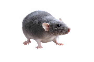 close up isolated portrait of Funny gray decorative domestic Fancy rat, Rattus norvegicus...