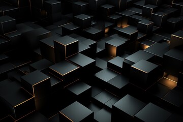 Abstract background of black cubes. 3d Futuristic Background, Ai Generated