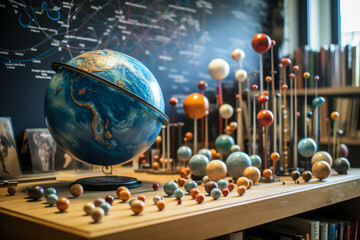 physics life, physics life, physics workbench, physics books, balls of the world, gadgets - obrazy, fototapety, plakaty