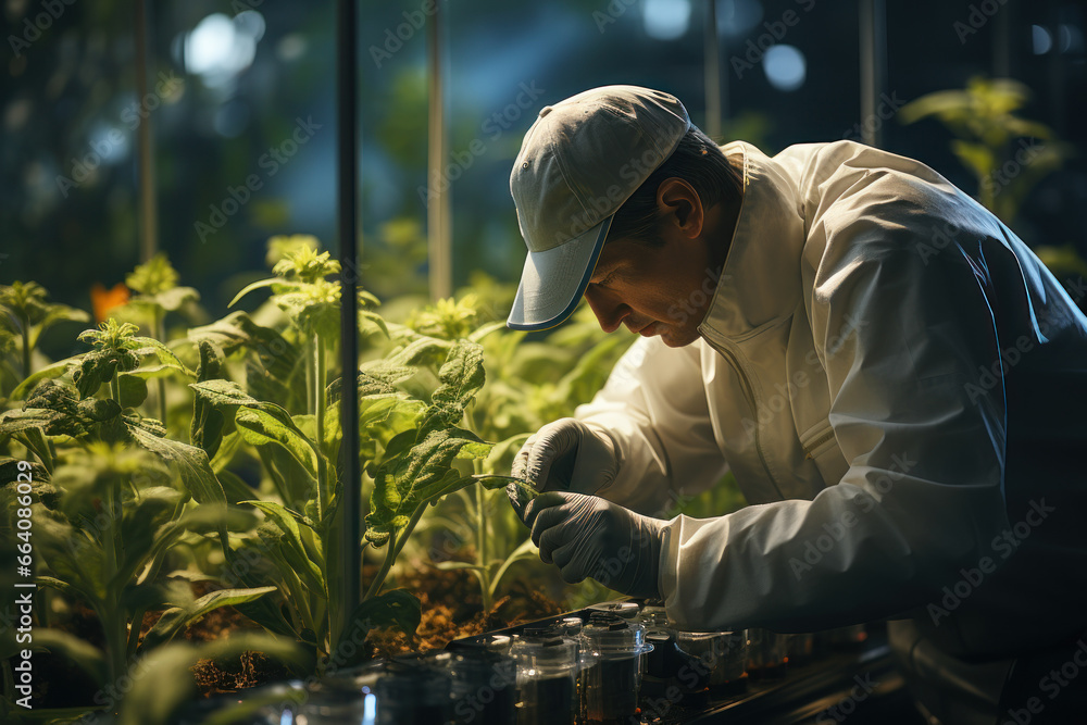 Poster geneticists developing drought-resistant crops using innovative biotechnological methods. concept of